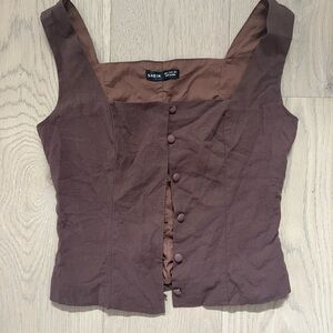 Brown Button-Up Women's tank Top